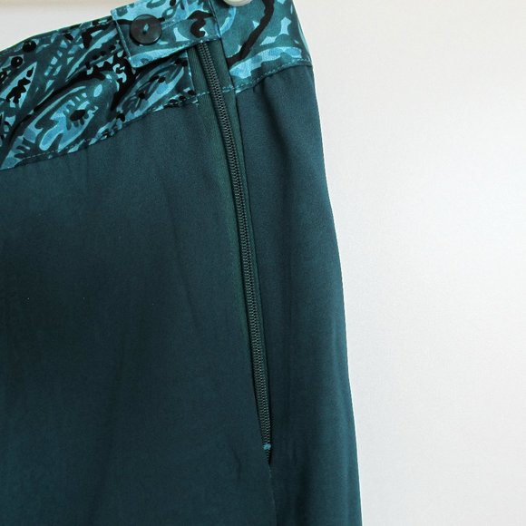 Nic+Zoe Teal Floral Abstract Silk Fluted Skirt - Picture 5 of 8